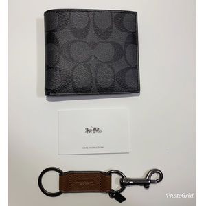 Men's Coach Wallet In Signature Canvas w/ Keychain